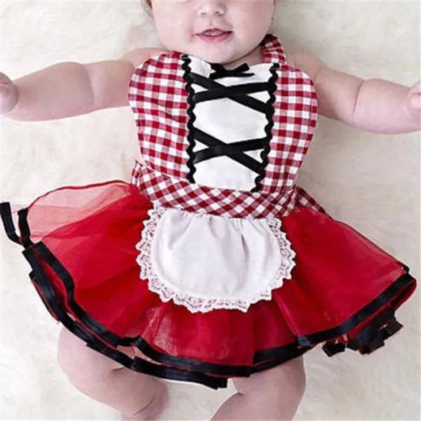 Newborn Toddler Baby Girls Halter Tutu Romper Dress Red Cloak - Little Dreamers Kingdom