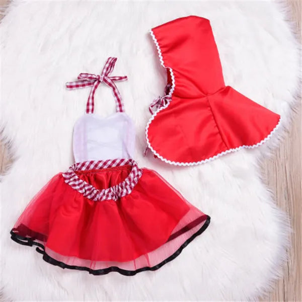 Newborn Toddler Baby Girls Halter Tutu Romper Dress Red Cloak - Little Dreamers Kingdom